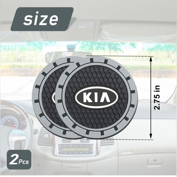 Kia Car Cup Holder Coasters with Kia logo set of 2 NWT - Picture 2 of 2
